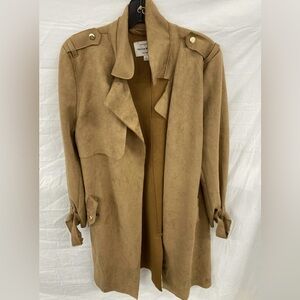 Haute Monde Women's Suede-Like Tan Trench Coat